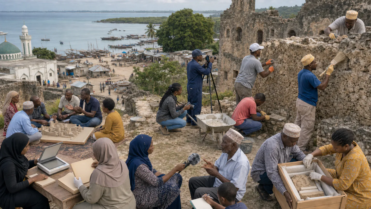 AI-generated evidence-guided visualization related to Living heritage, conservation and restitution, 2000-2026 CE.