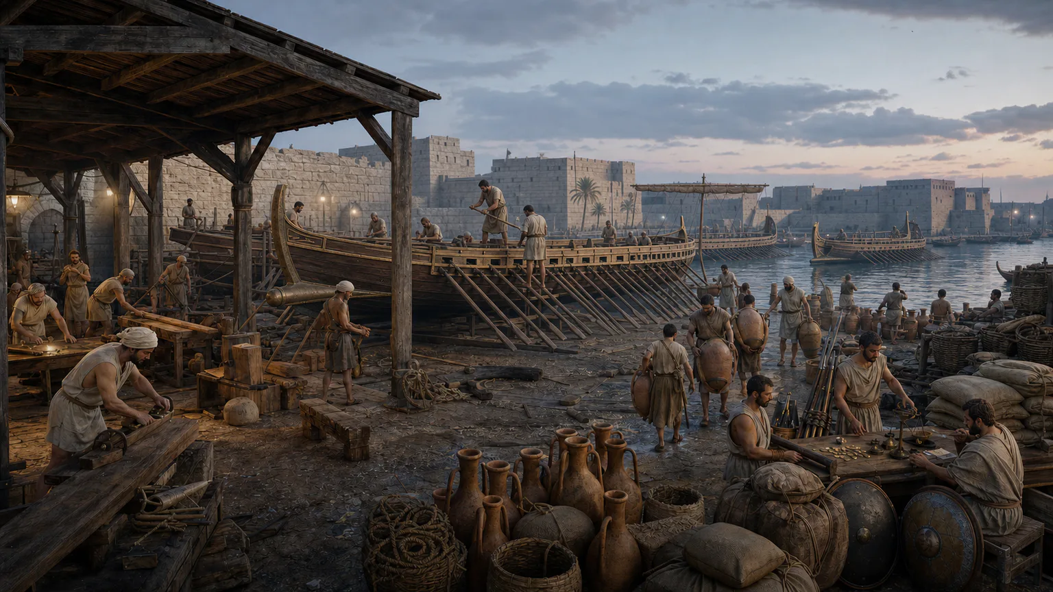 AI-generated evidence-guided visualization related to Punic Wars in Africa and the Mediterranean, 264-146 BCE.