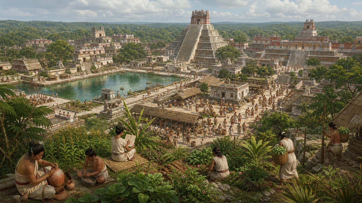 AI-generated evidence-guided visualization related to Classic Maya city-states, c. 250-900 CE.
