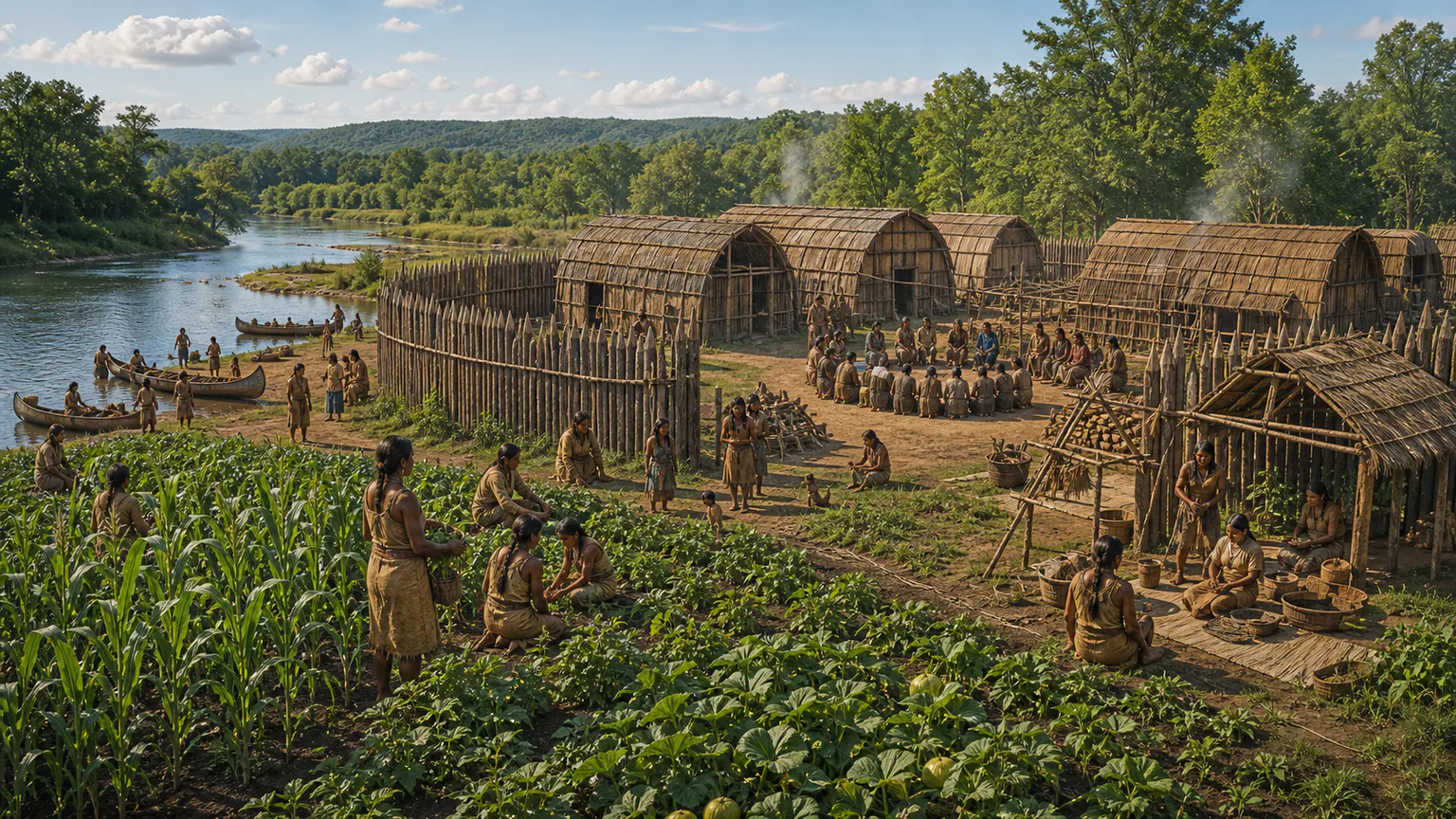 AI-generated evidence-guided visualization related to Haudenosaunee Confederacy, c. 15th century-present; founding chronology debated.