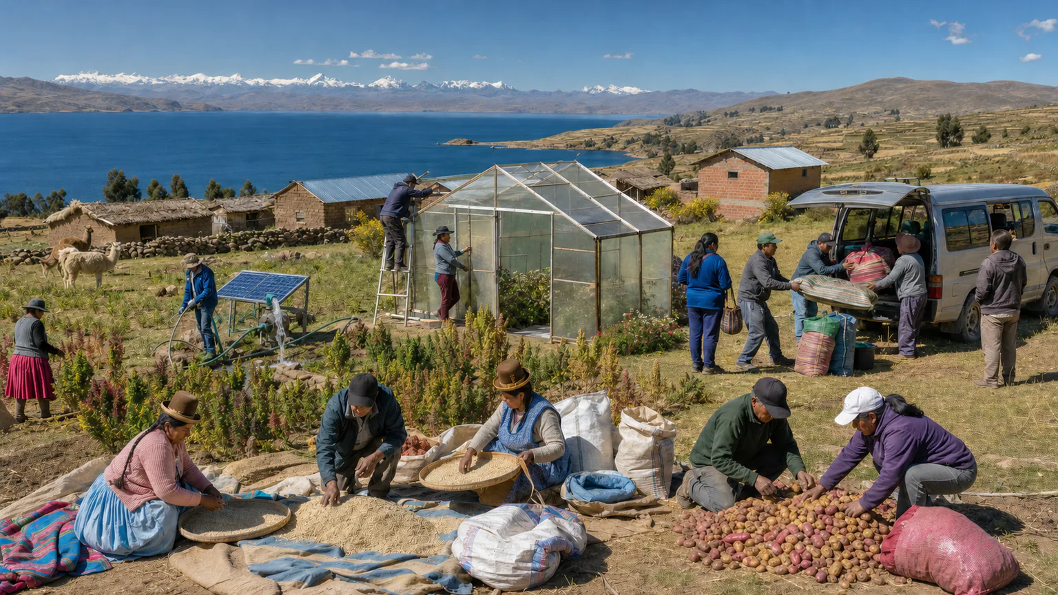 AI-generated evidence-guided visualization related to Living Quechua and Aymara communities, 2000 CE-present with deep Andean roots.