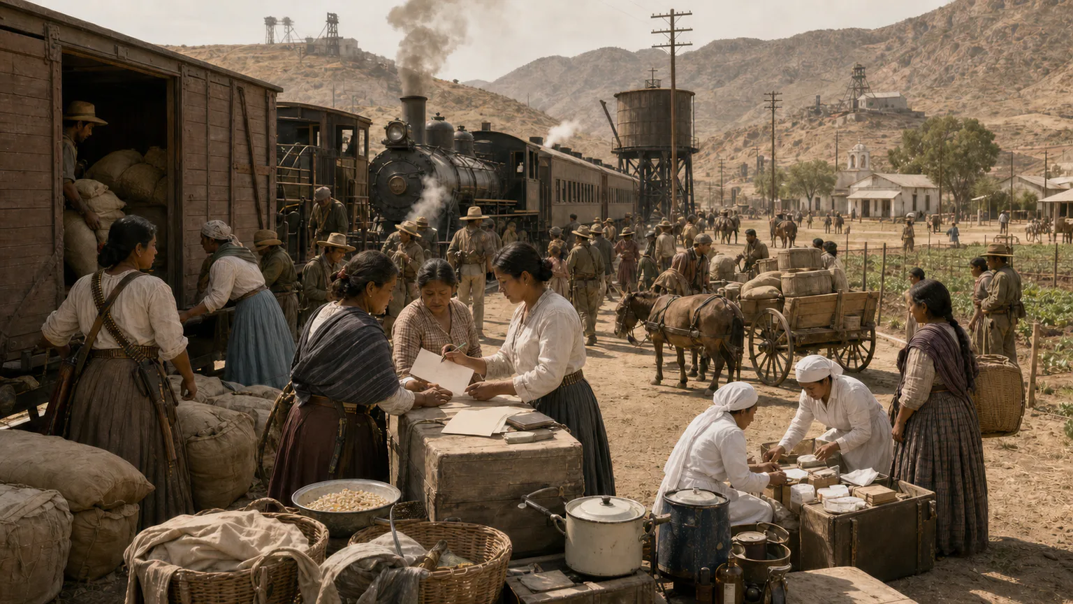 AI-generated evidence-guided visualization related to Mexican Revolution, 1910-1920 CE, with longer political aftermath.