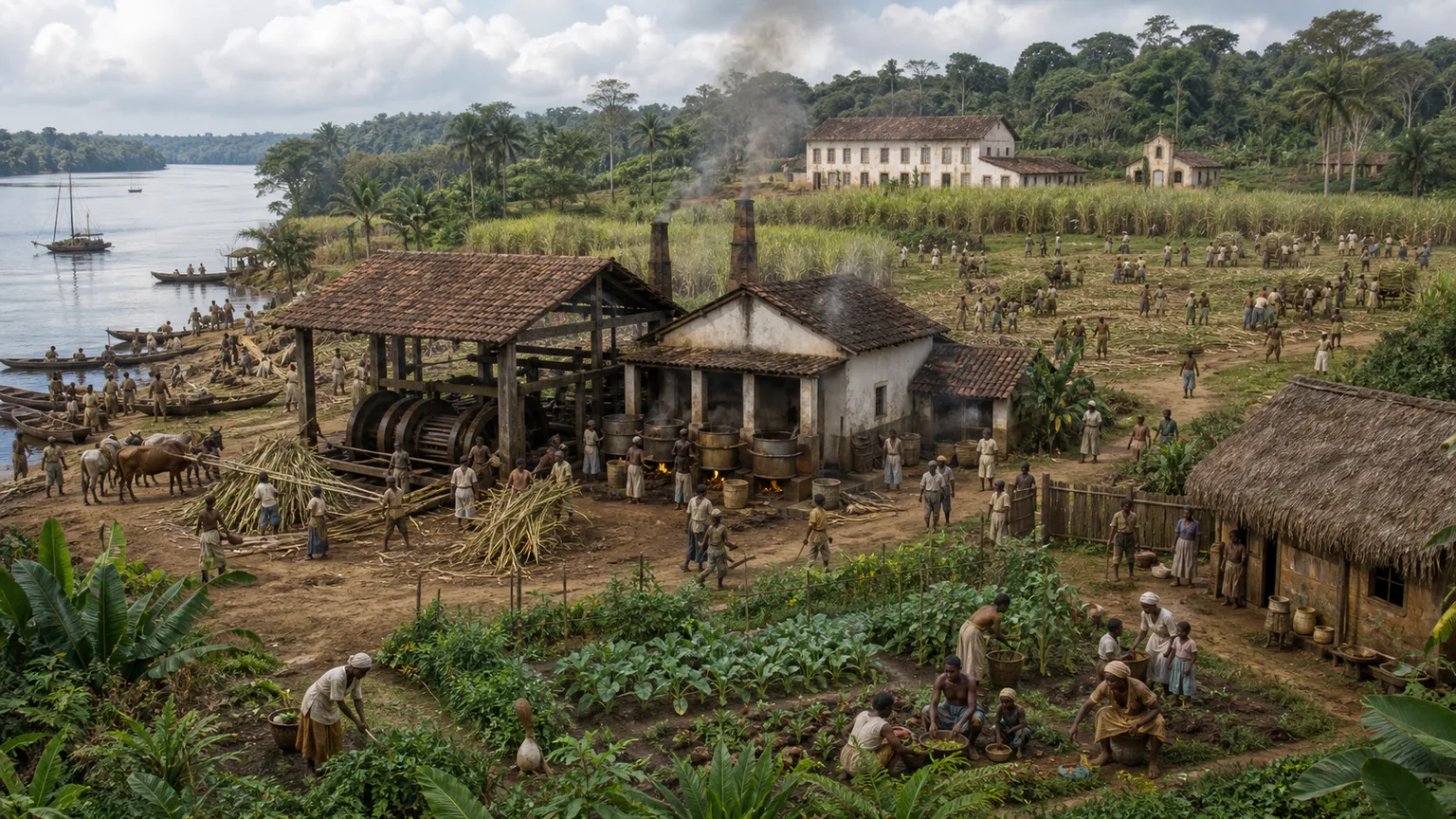 AI-generated evidence-guided visualization related to Portuguese Brazil: plantation, mining and territorial expansion, 1500-1822 CE.