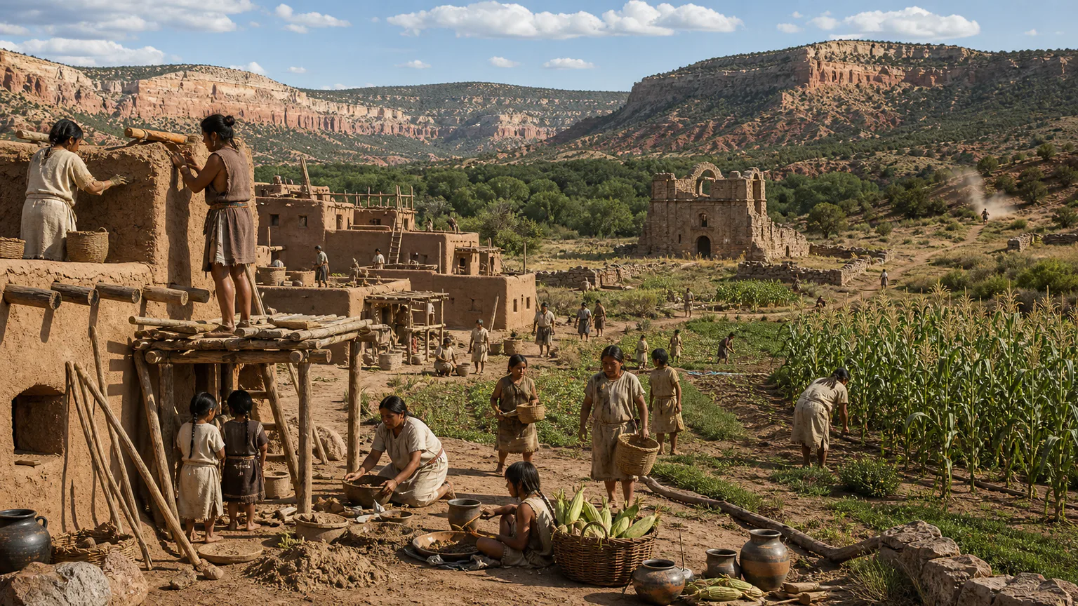 AI-generated evidence-guided visualization related to Pueblo Revolt, 1680-1692 CE.