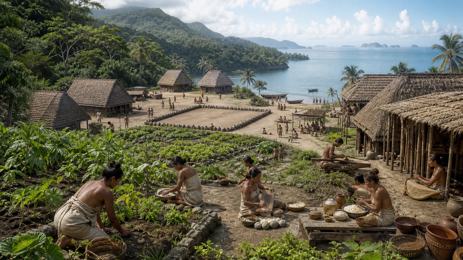 AI-generated evidence-guided visualization related to Taino and related Caribbean communities, c. 800 CE-present continuities.