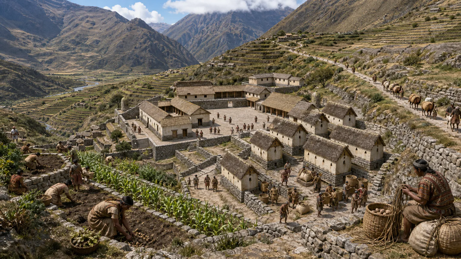 AI-generated evidence-guided visualization related to Tawantinsuyu, the Inka state, c. 1438-1533 CE.