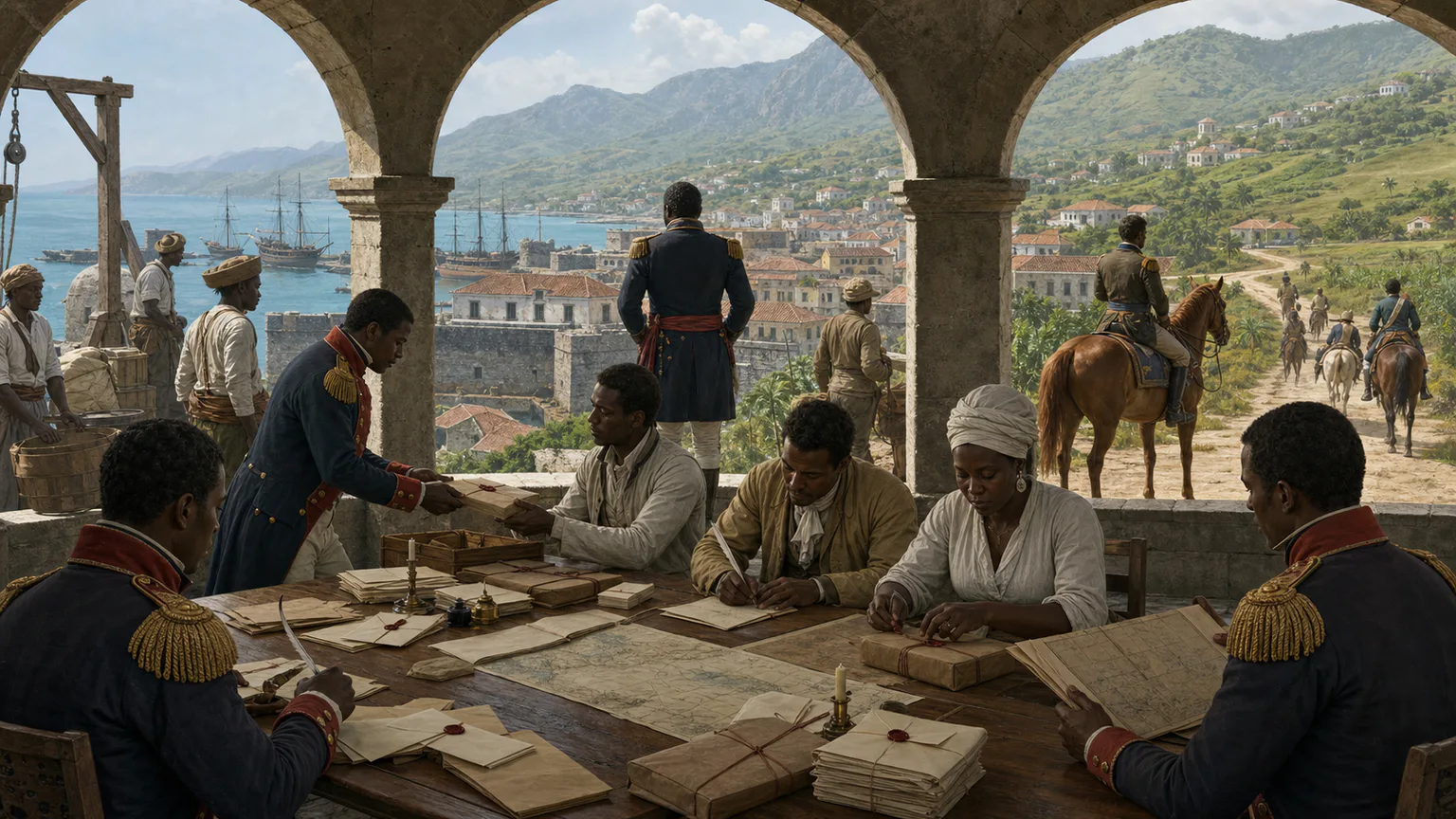 AI-generated evidence-guided visualization related to Toussaint Louverture, c. 1743-1803 CE.
