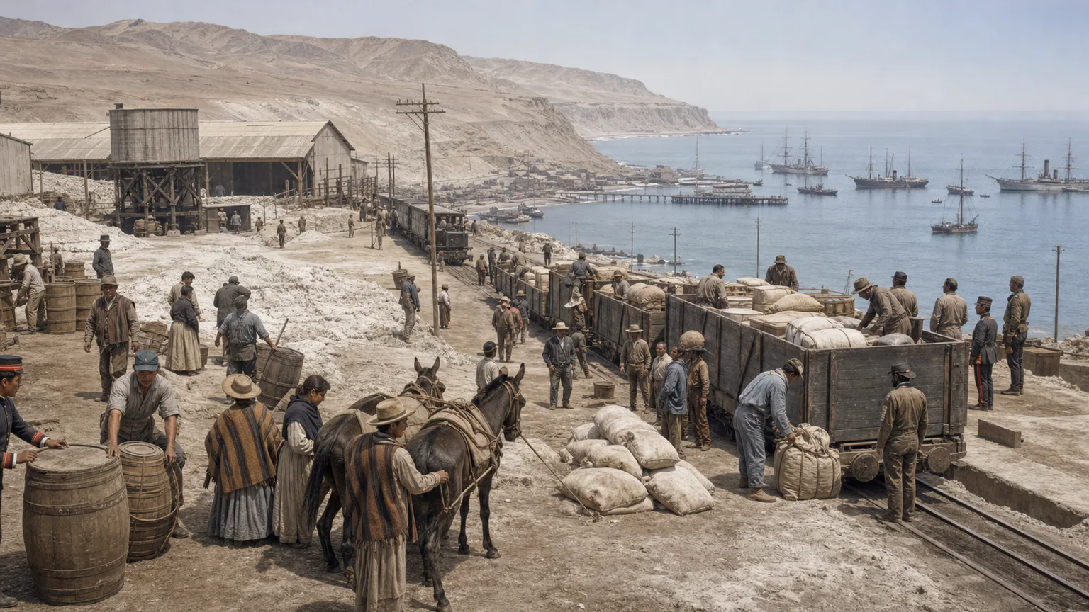 AI-generated evidence-guided visualization related to War of the Pacific, 1879-1884 CE.