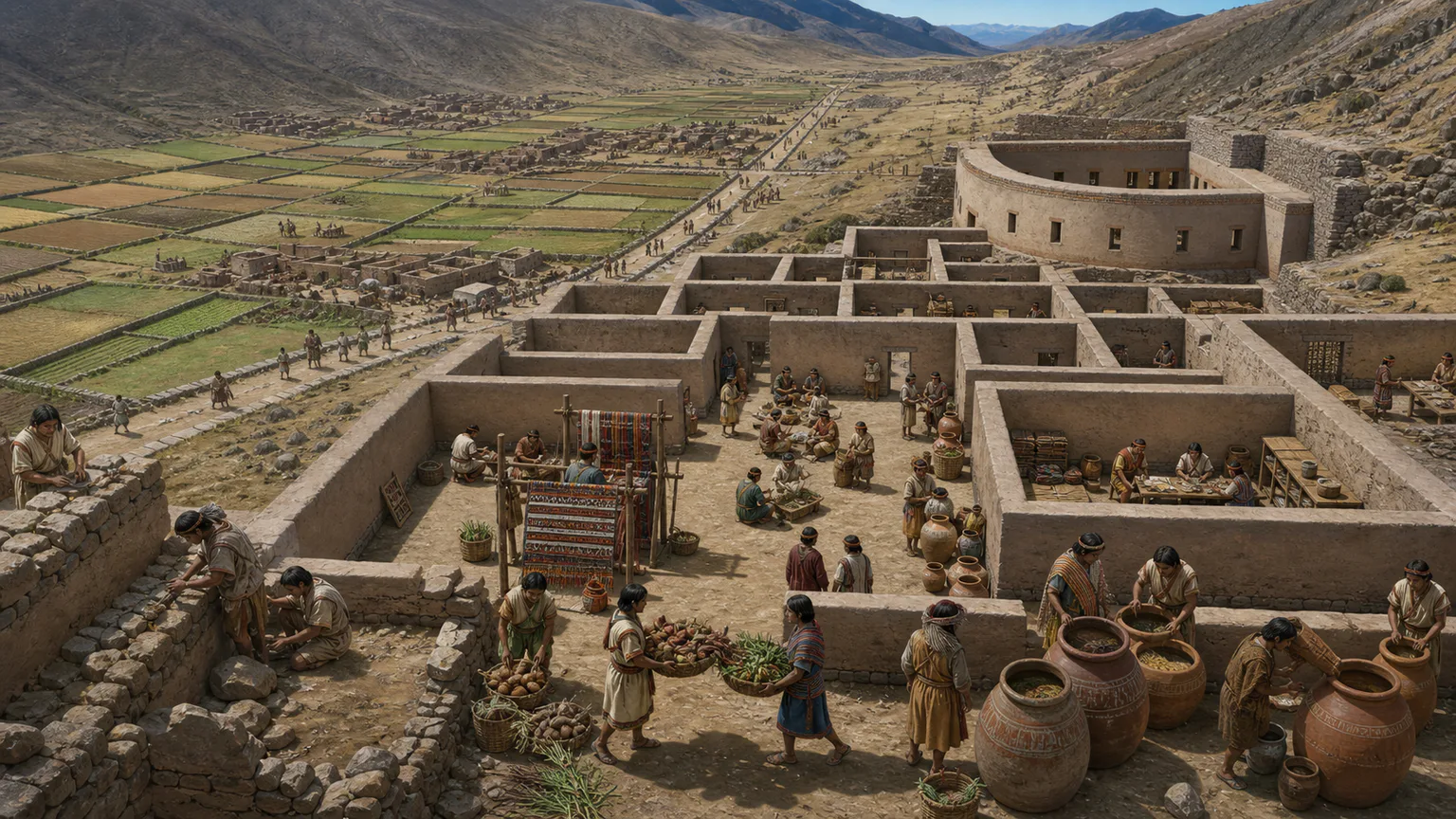 AI-generated evidence-guided visualization related to Wari expansion and provincial centers, c. 600-1000 CE.