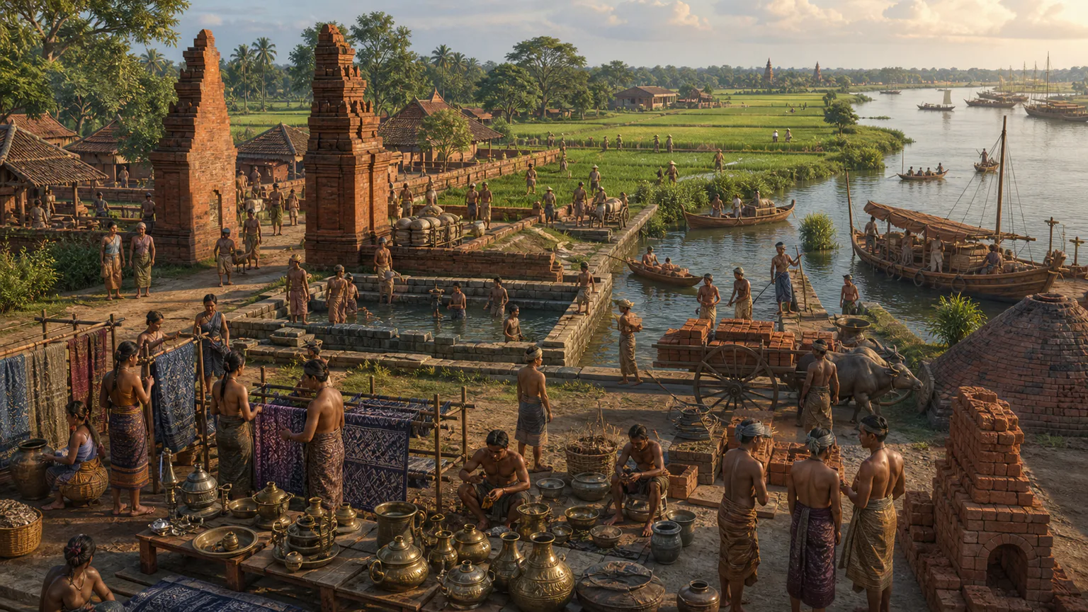 AI-generated evidence-guided visualization related to Majapahit court and Java-centered maritime networks, 1293-c. 1527 CE.