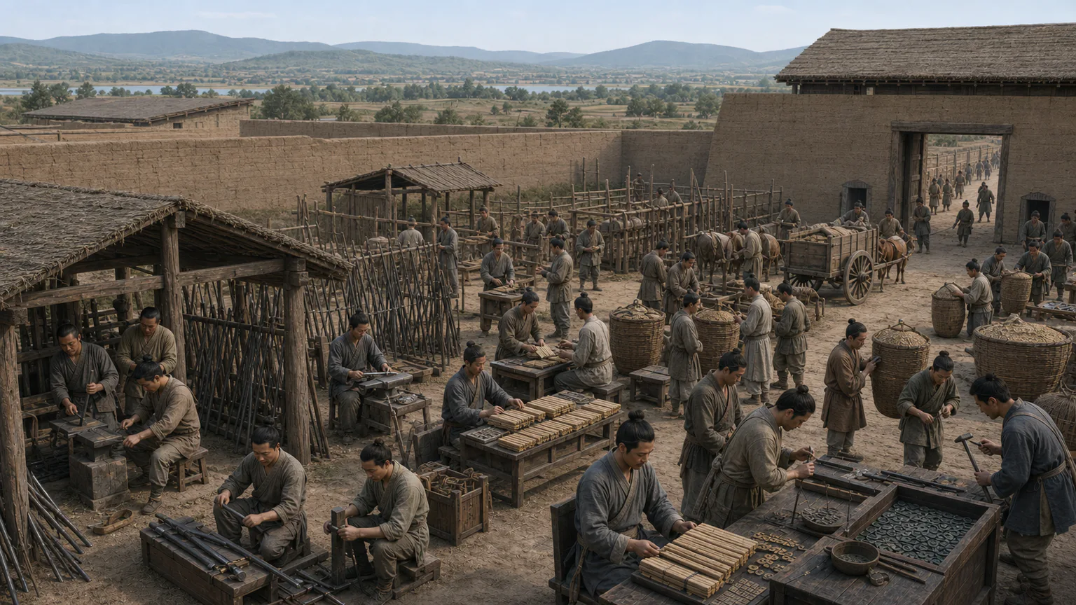 AI-generated evidence-guided visualization related to Zhou rule, regional states and Warring States change, 1046-256 BCE.