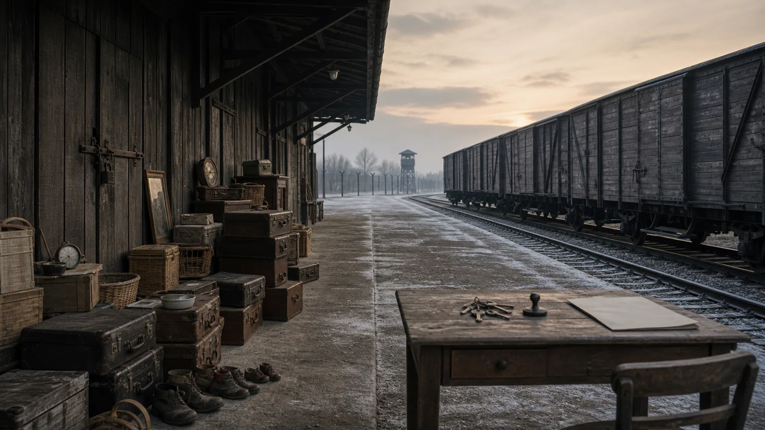 AI-generated evidence-guided visualization related to The Holocaust and Nazi persecution, 1933-1945 CE.