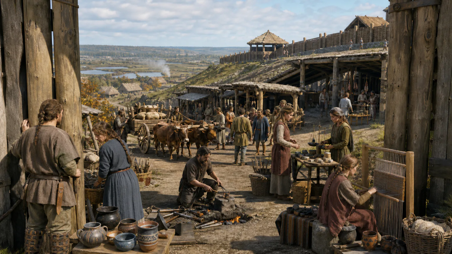 AI-generated evidence-guided visualization related to Iron Age societies beyond a single Celtic label, c. 800 BCE-50 CE.