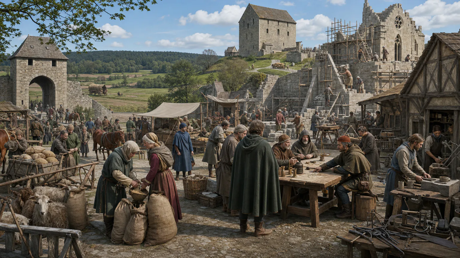 AI-generated evidence-guided visualization related to Medieval dynasties, kingdoms and negotiated power, c. 900-1453 CE.