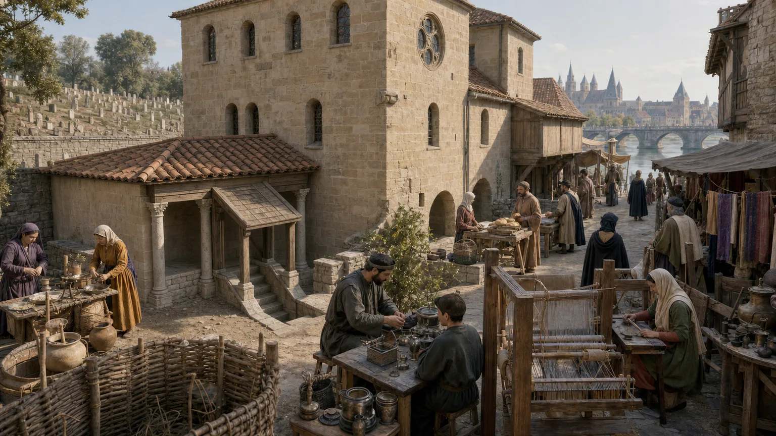 AI-generated evidence-guided visualization related to Medieval Jewish communities and knowledge networks, c. 900-1500 CE.