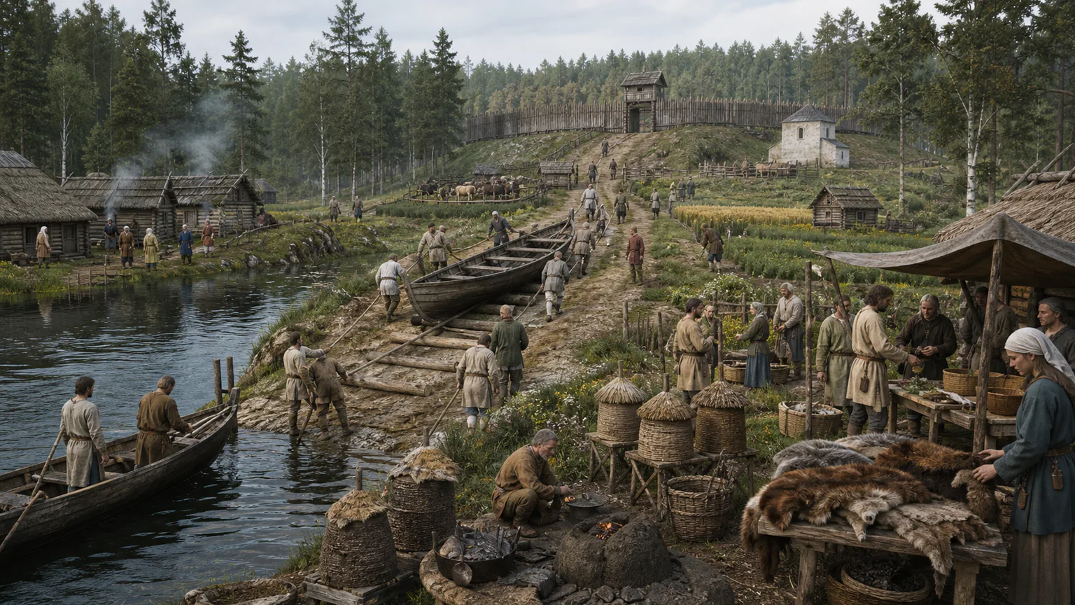AI-generated evidence-guided visualization related to Slavic, Baltic and Finnic communities and polities, c. 600-1200 CE.