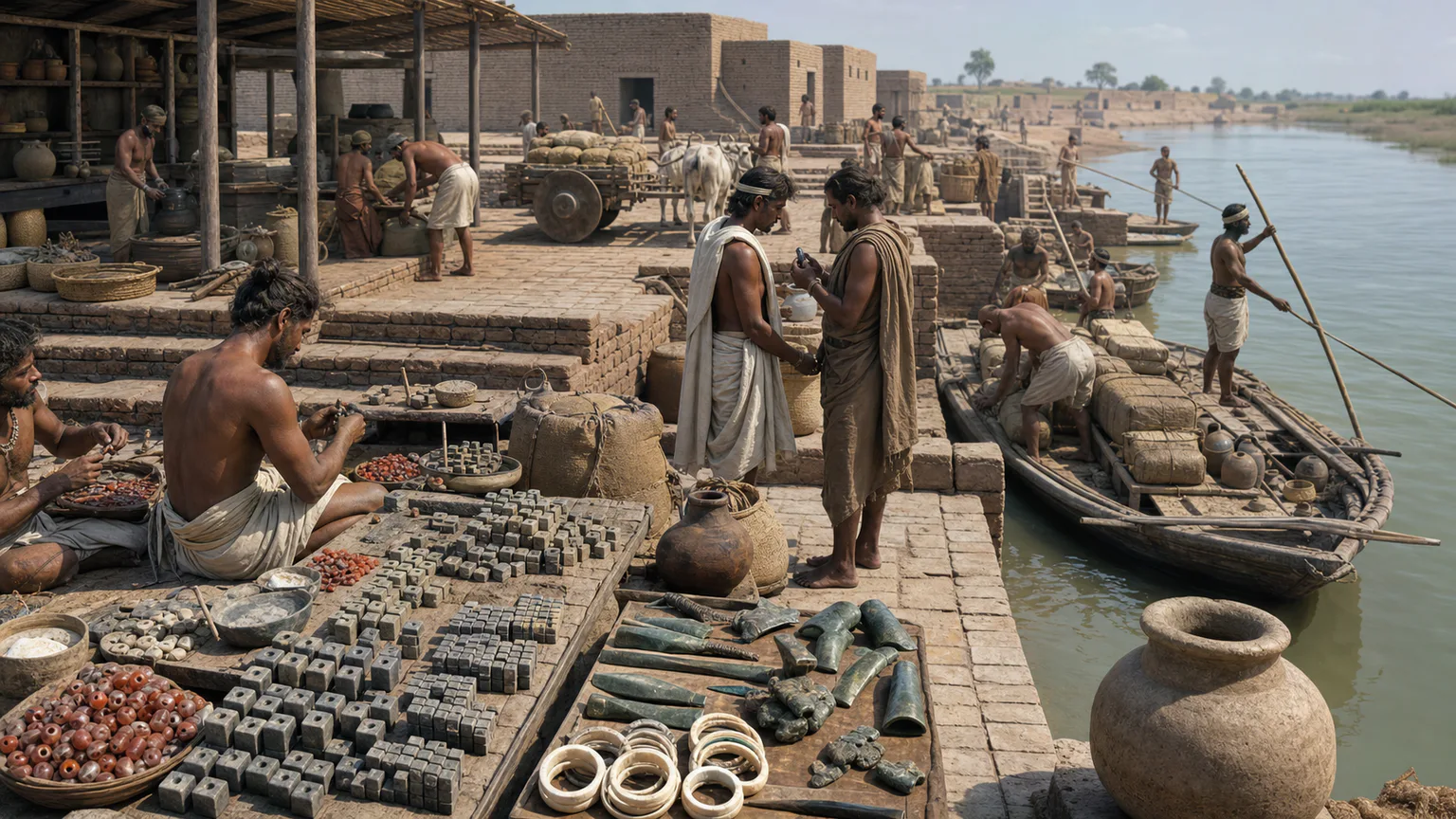 AI-generated evidence-guided visualization related to Bronze Age exchange linked distant economies, c. 3000-1200 BCE.