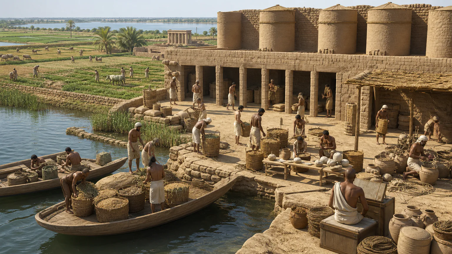 AI-generated evidence-guided visualization related to Dynastic states joined households to central rule, c. 3100-1200 BCE.