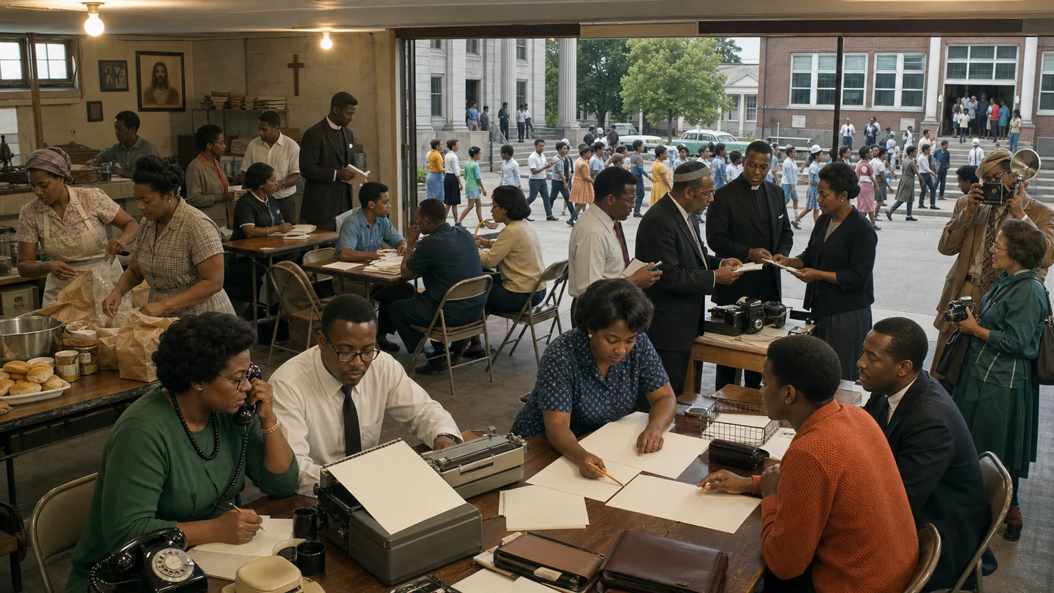 AI-generated evidence-guided visualization related to Human rights language met civil rights action, 1948-2000 CE.