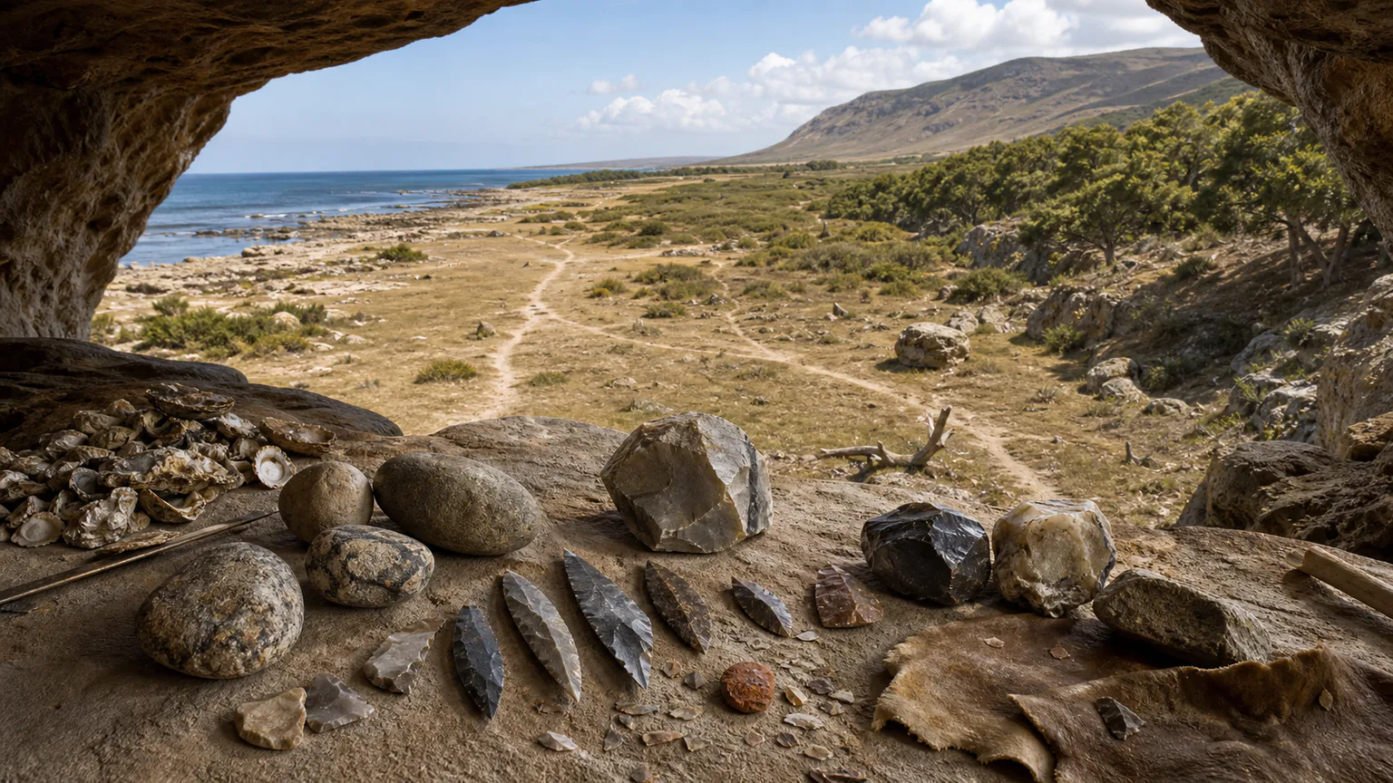 AI-generated evidence-guided visualization related to Homo sapiens emerged within connected African populations, c. 300,000-150,000 BCE.
