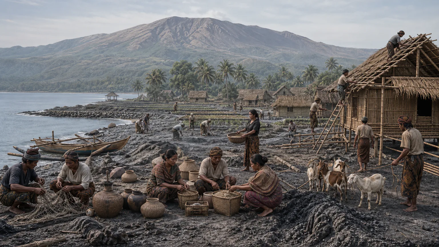 AI-generated evidence-guided visualization related to Tambora produced global climate shocks, 1815-1818 CE.