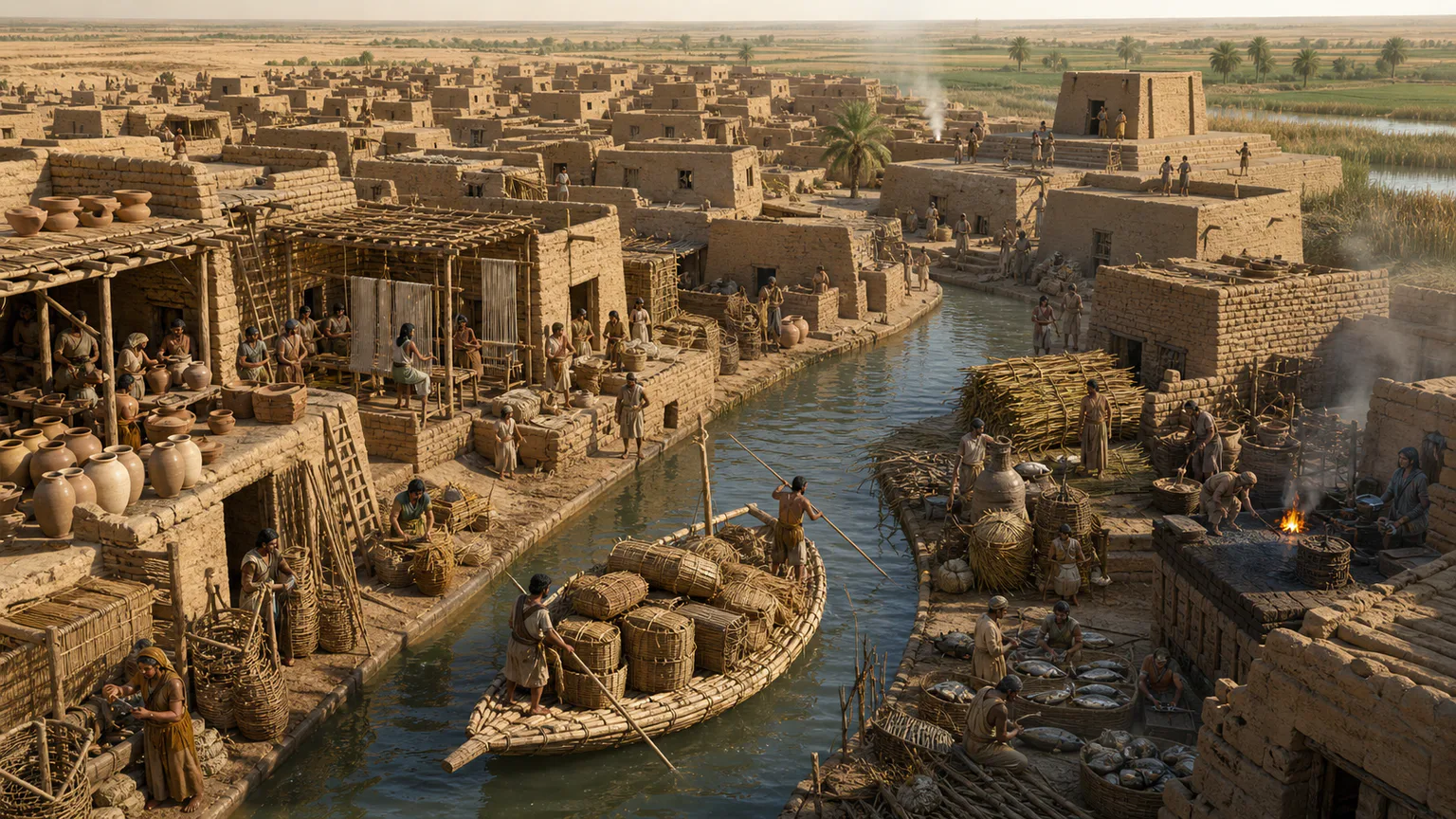 AI-generated evidence-guided visualization related to Urbanization created new forms of interdependence, c. 3500-2000 BCE.