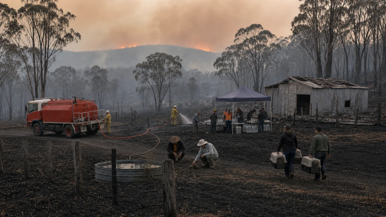 AI-generated evidence-guided visualization related to Australia's 2019-20 bushfire disaster, 2019-2020 CE.