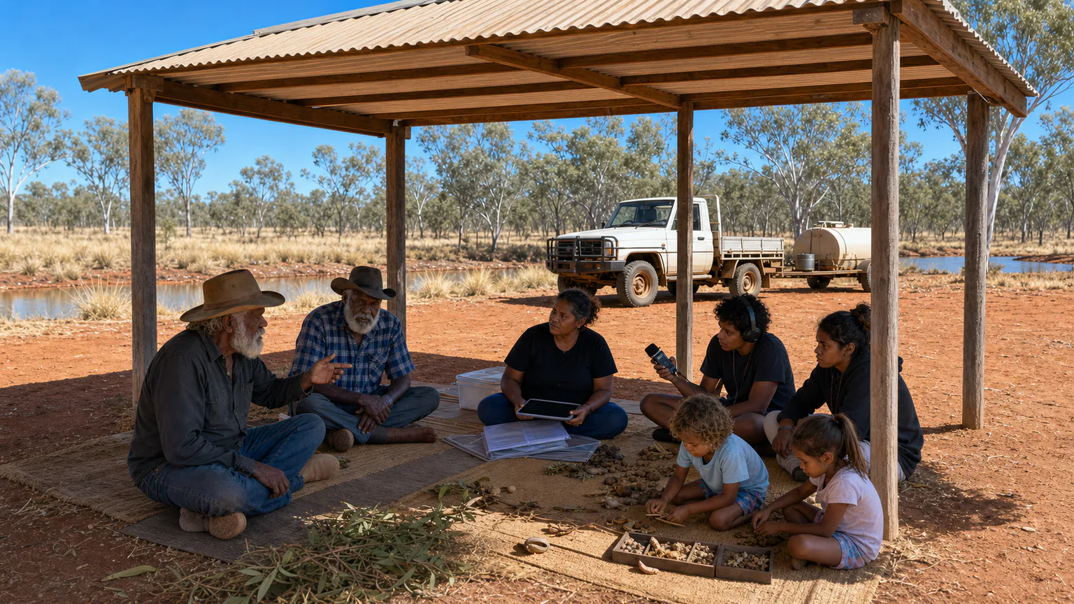 AI-generated evidence-guided visualization related to Living Aboriginal and Torres Strait Islander languages, 2000 CE-present, grounded in far older language traditions.