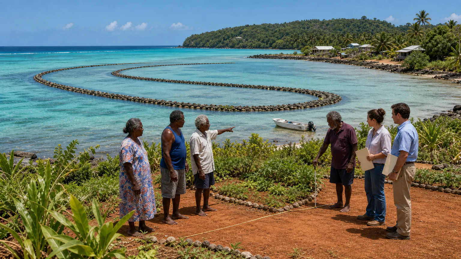 AI-generated evidence-guided visualization related to Mabo case and recognition of native title, 1982-1993 CE, from filing to native-title legislation.