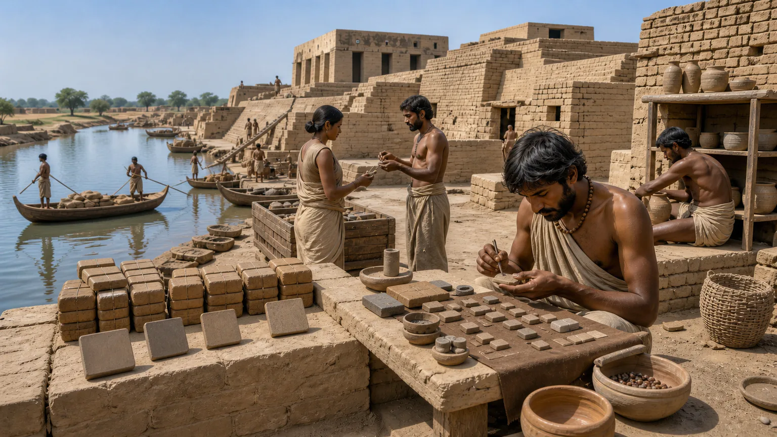 AI-generated evidence-guided visualization related to The undeciphered Indus script, mainly c. 2600-1900 BCE.