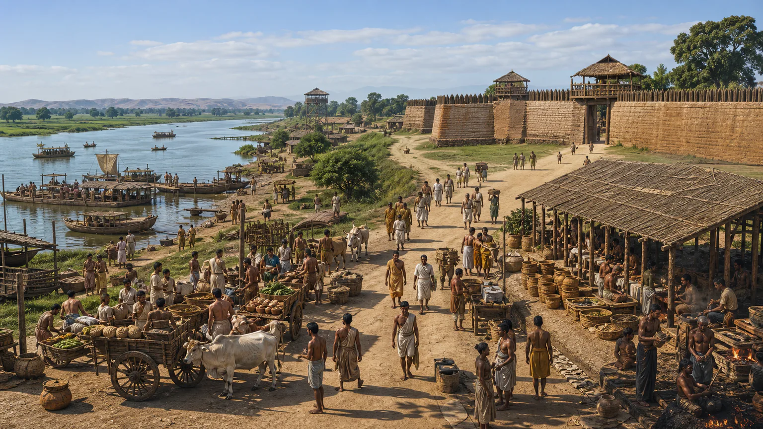 AI-generated evidence-guided visualization related to Mahajanapadas and the rise of Magadha, c. 600-321 BCE; lists and boundaries vary by textual tradition.