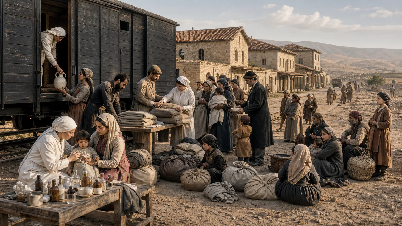 AI-generated evidence-guided visualization related to Armenian genocide and forced deportation, 1915-1916 CE.
