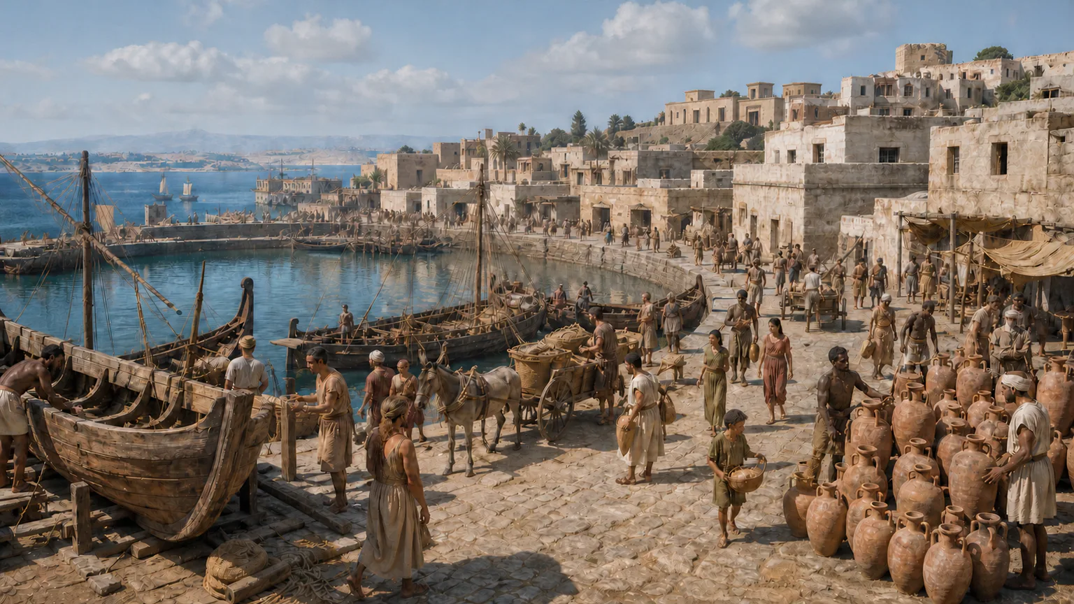 AI-generated evidence-guided visualization related to Carthage and the Punic Mediterranean, Traditional foundation 814 BCE-146 BCE.