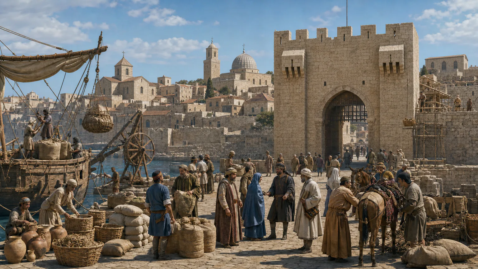AI-generated evidence-guided visualization related to Crusading states, Ayyubids and Mamluks, 1099-1517 CE.