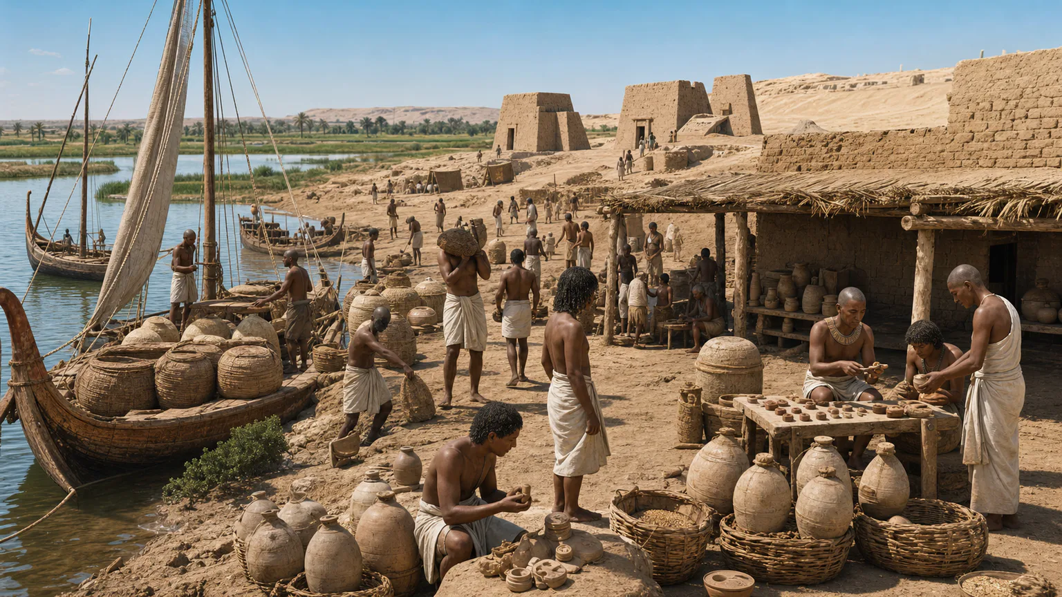 AI-generated evidence-guided visualization related to Early Dynastic Egypt and royal administration, c. 3100-2686 BCE.