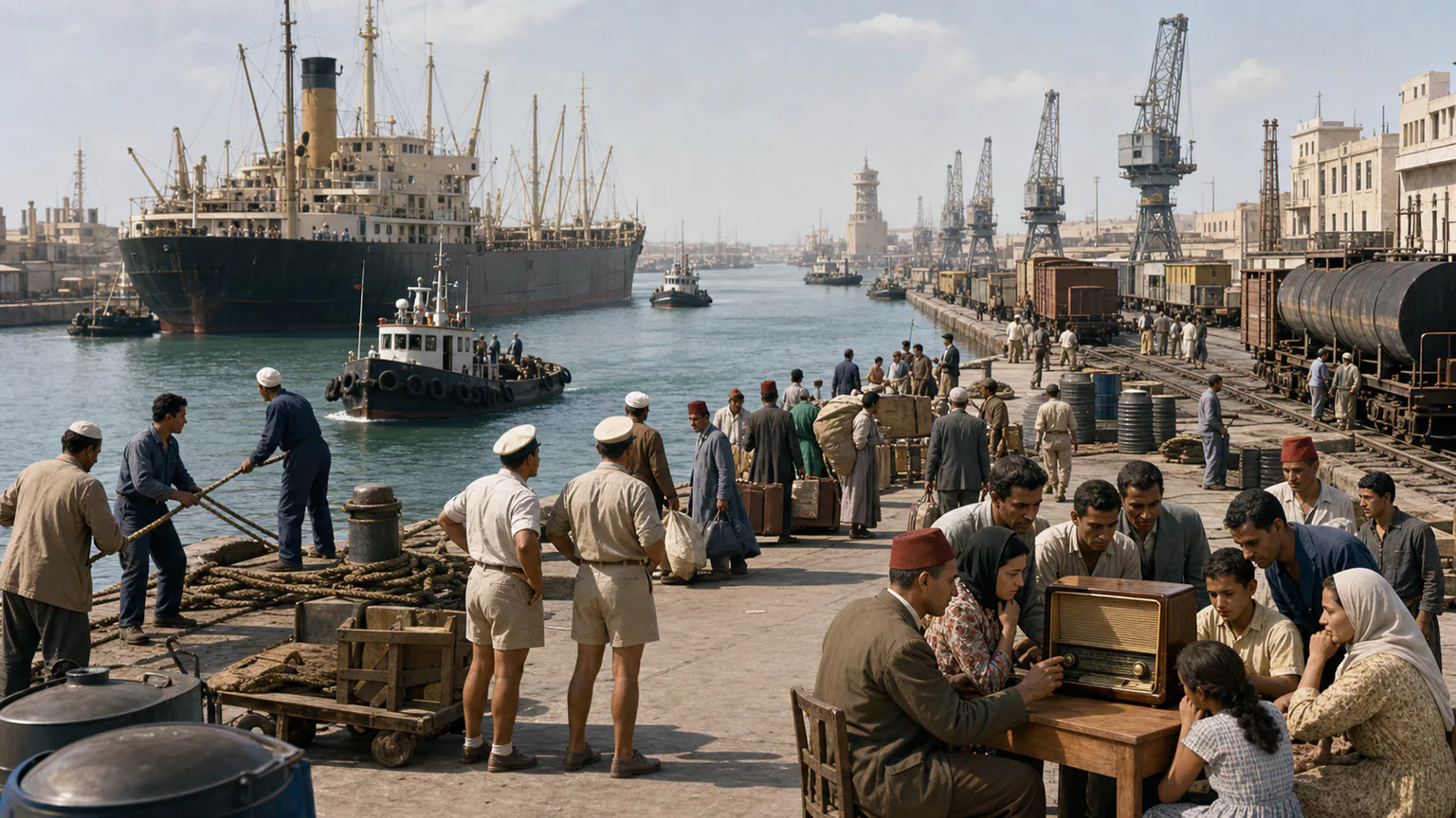 AI-generated evidence-guided visualization related to Egyptian revolution, Suez Crisis and North African decolonization, 1952-1962 CE.