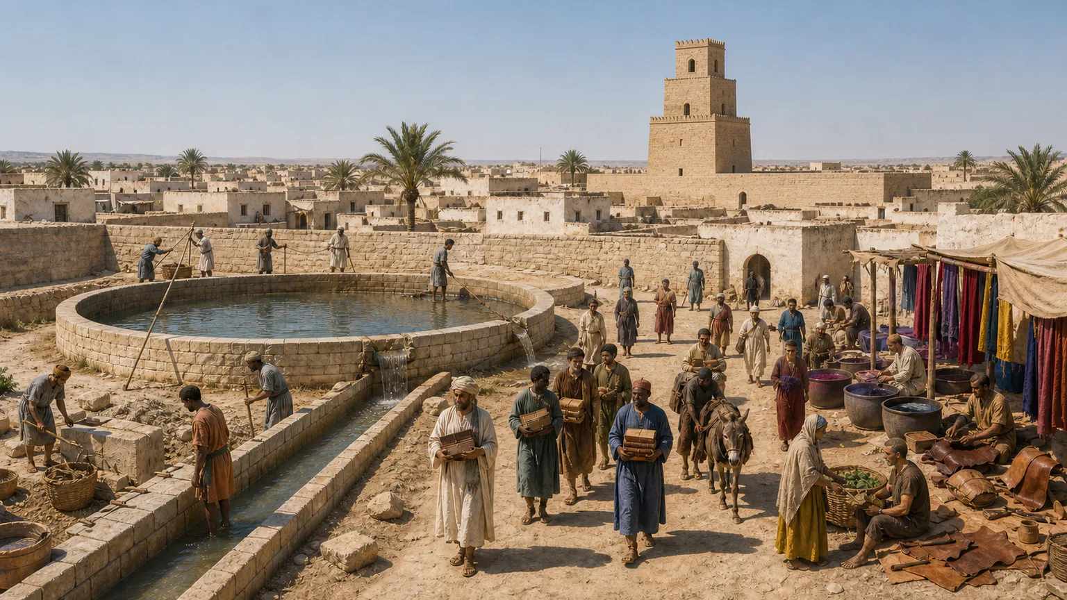 AI-generated evidence-guided visualization related to Kairouan and early Islamic North Africa, 670-909 CE.