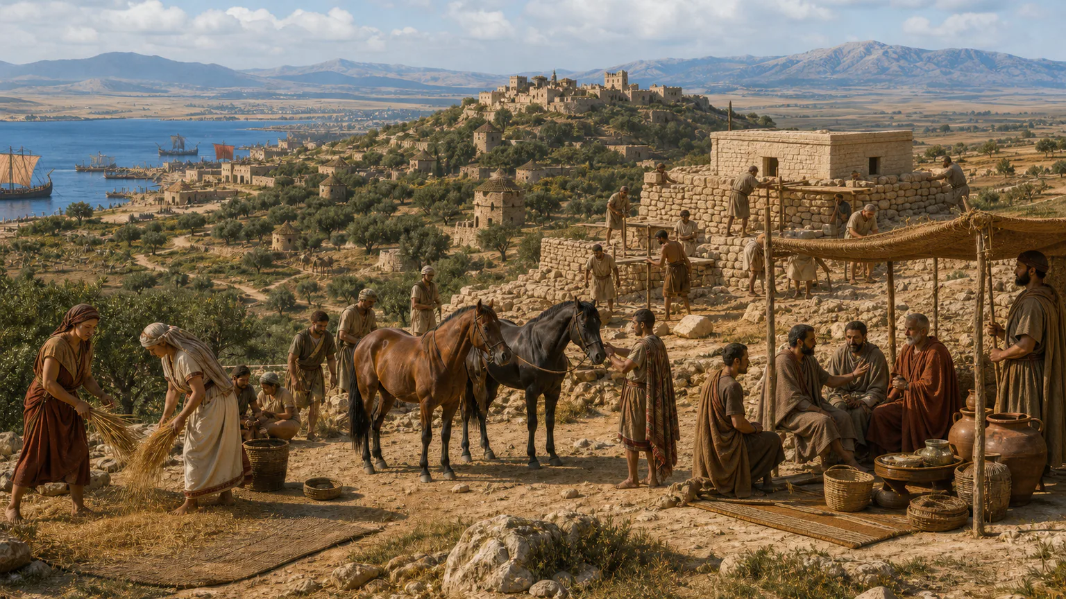 AI-generated evidence-guided visualization related to Numidian kingdoms and Amazigh political communities, 202-46 BCE.