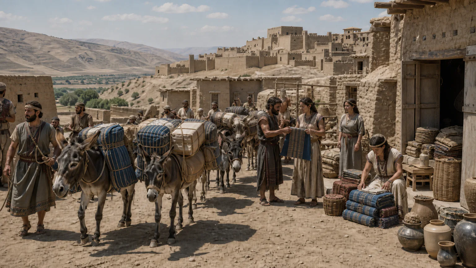 AI-generated evidence-guided visualization related to Old Assyrian merchant networks in Anatolia, c. 1950-1750 BCE.