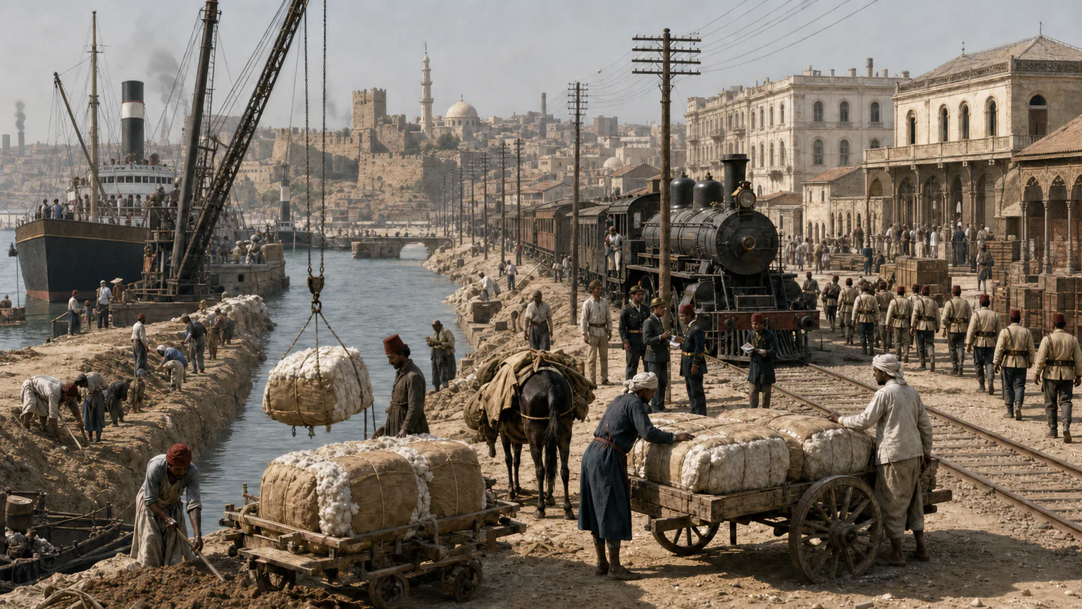 AI-generated evidence-guided visualization related to Ottoman reform and European colonial encroachment, 1798-1922 CE.