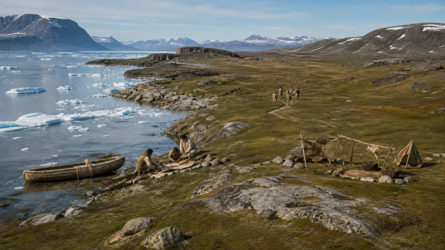 AI-generated evidence-guided visualization related to Aasivissuit-Nipisat, c. 2500 BCE-present, multiple phases.