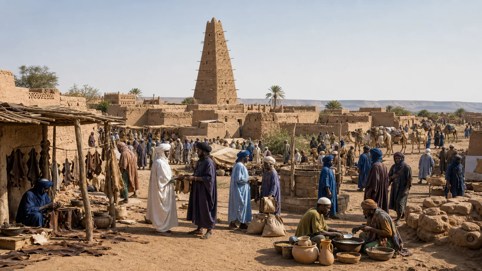 AI-generated evidence-guided visualization related to Historic Centre of Agadez, c. 15th century-present.