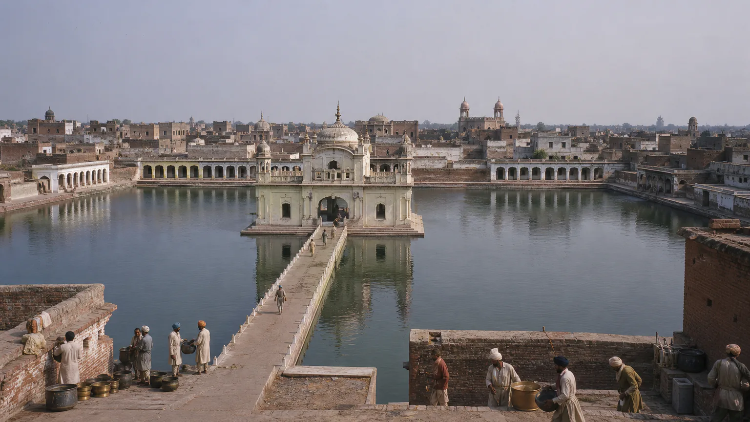 AI-generated evidence-guided visualization related to Amritsar and Sri Harmandir Sahib, 1604-present.