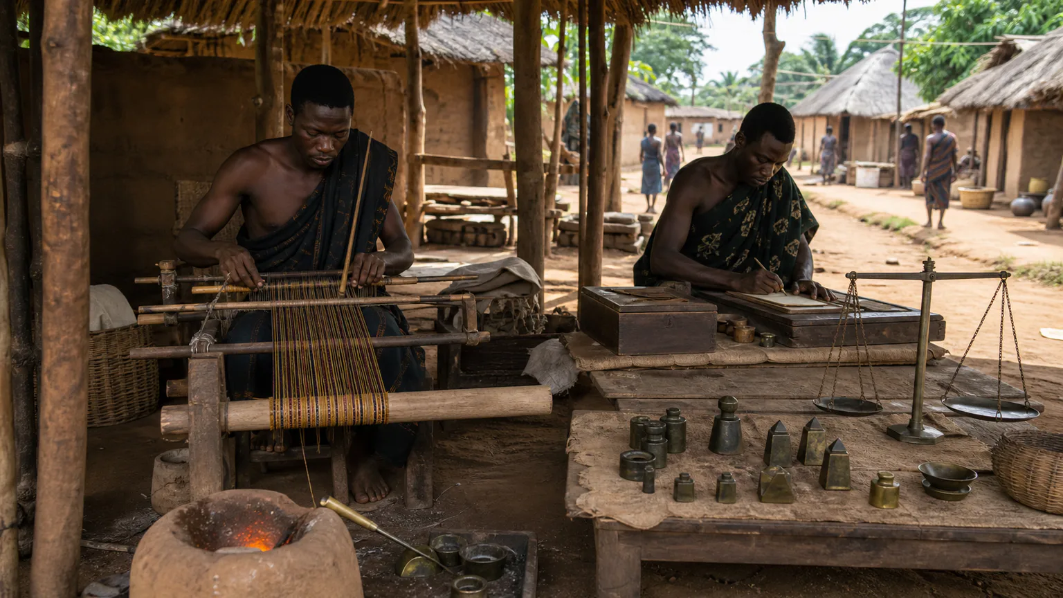 AI-generated evidence-guided visualization related to Kumasi and Asante statecraft, c. 1700-1900 CE.