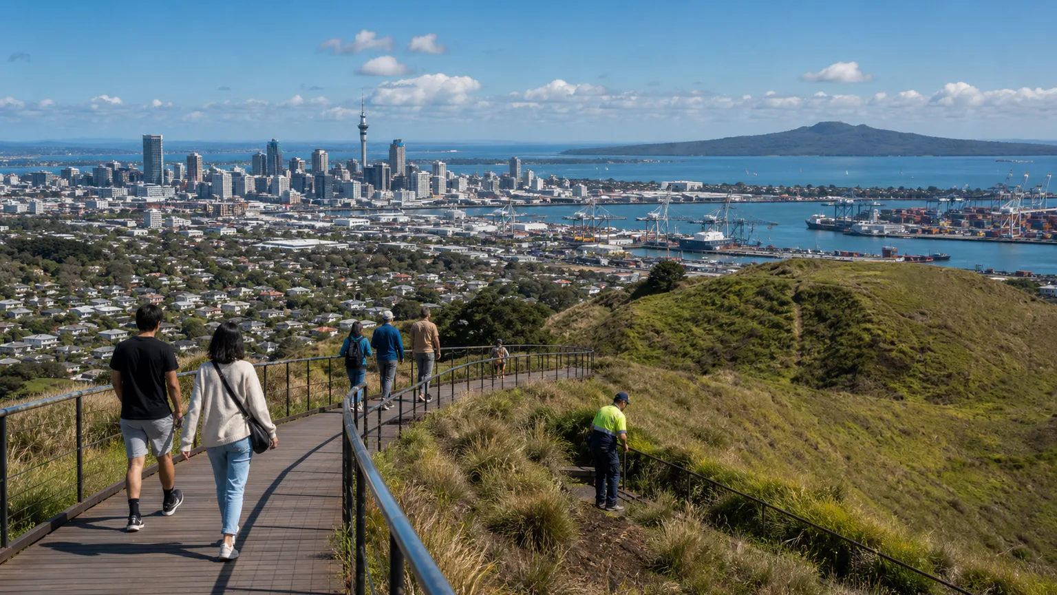 AI-generated evidence-guided visualization related to Tamaki Makaurau Auckland, 21st century.