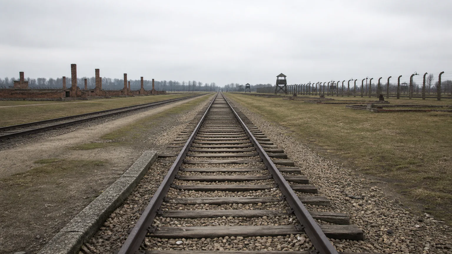 AI-generated evidence-guided visualization related to Auschwitz-Birkenau, 1940-1945 CE.