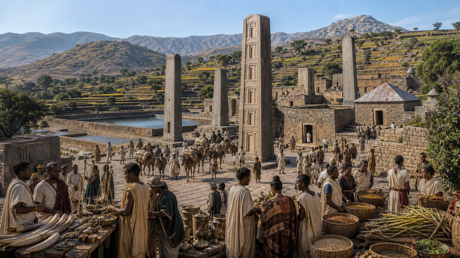 AI-generated evidence-guided visualization related to Aksum, c. 1st-7th centuries CE.