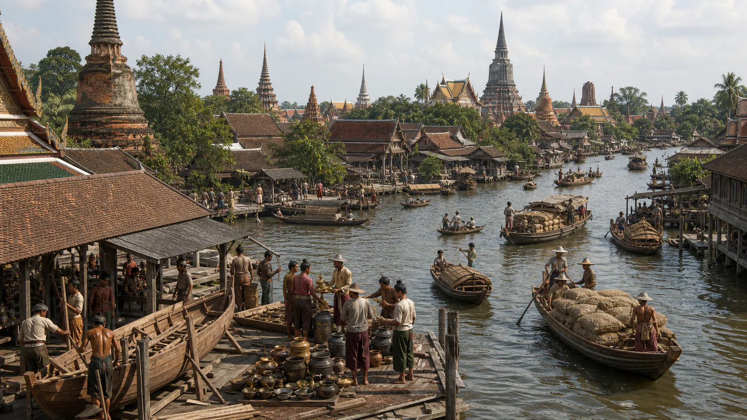AI-generated evidence-guided visualization related to Ayutthaya, 1350-1767 CE.