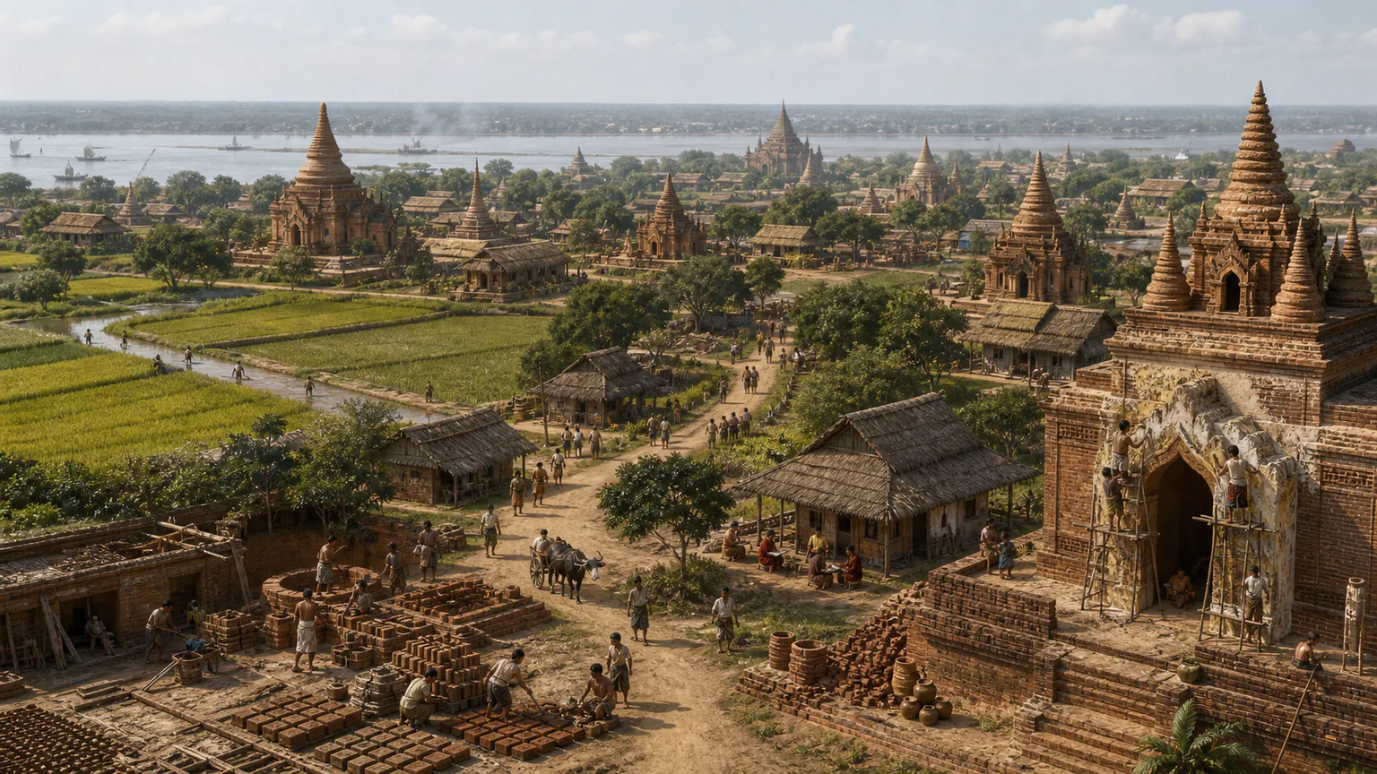 AI-generated evidence-guided visualization related to Bagan, c. 11th-13th centuries CE.