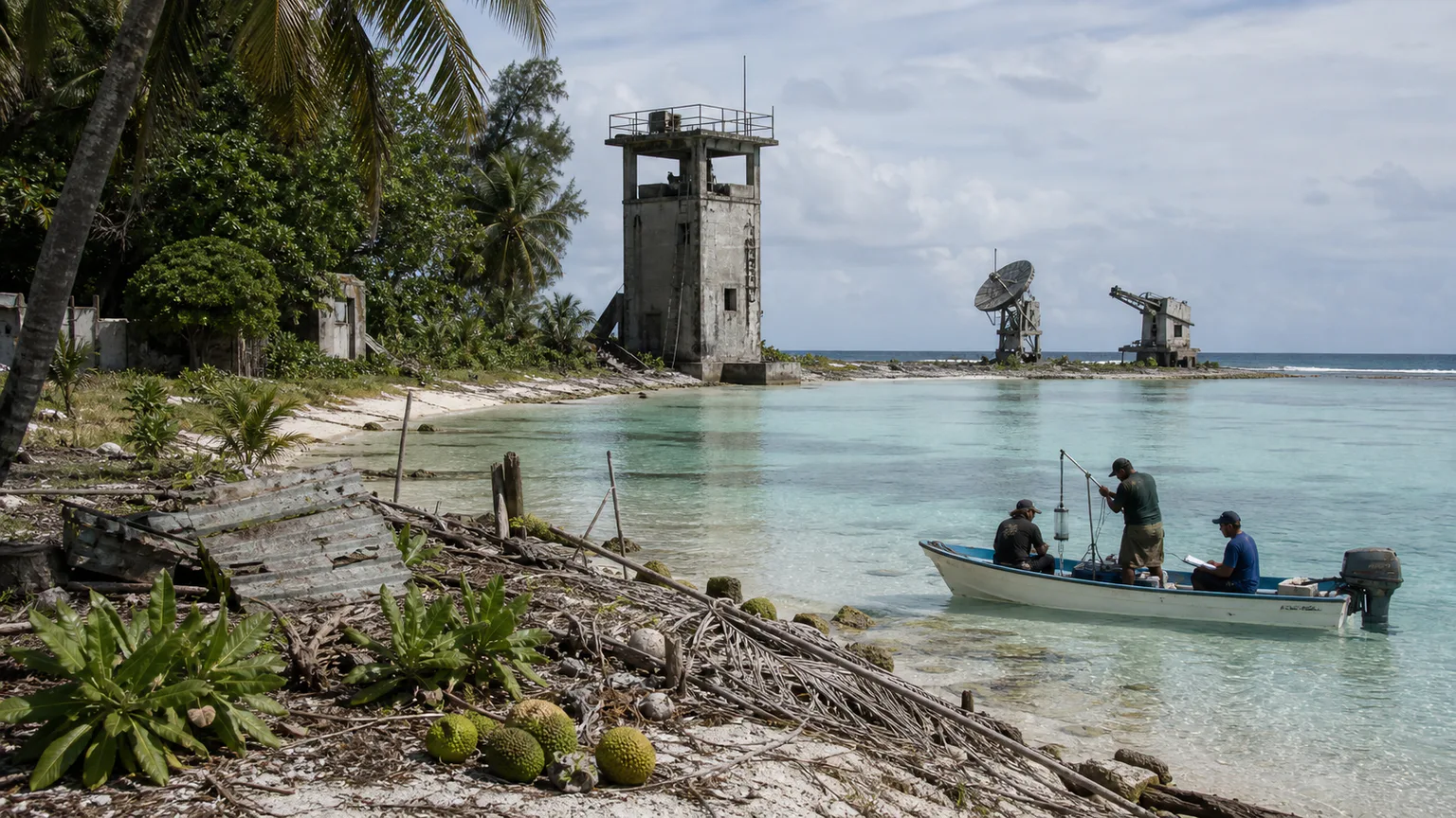 AI-generated evidence-guided visualization related to Bikini Atoll, 1946-present.